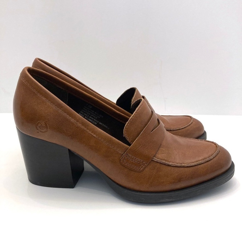 Born Heeled Penny Loafer Brown Leather Womens 7.5 M Kheld23